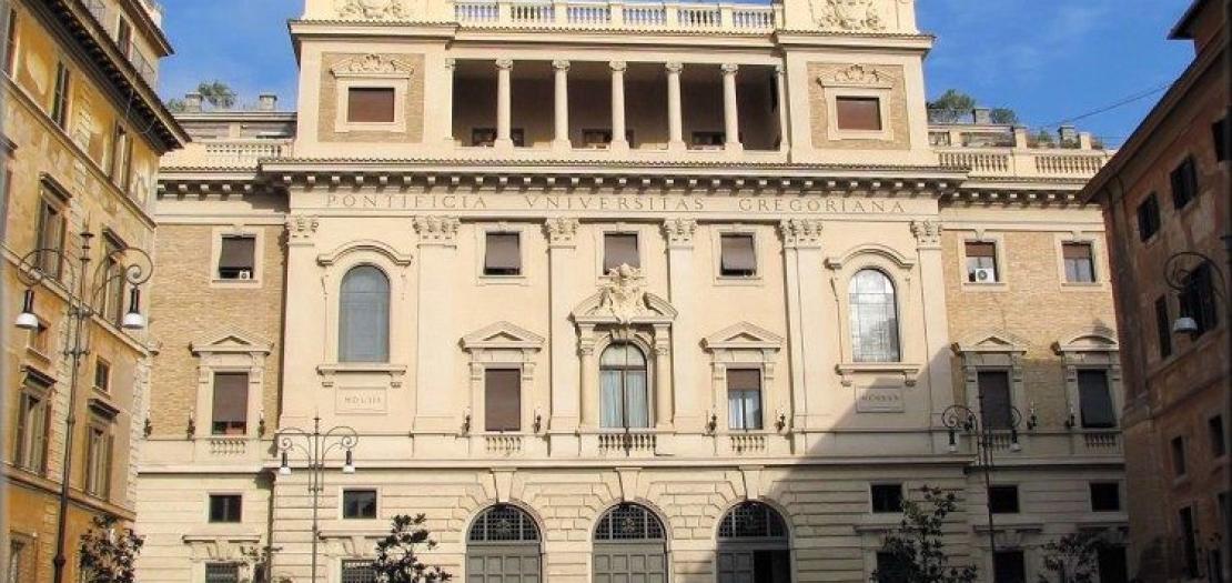 External facade of Rome's Pontifical Gregorian University in the center of Rome 