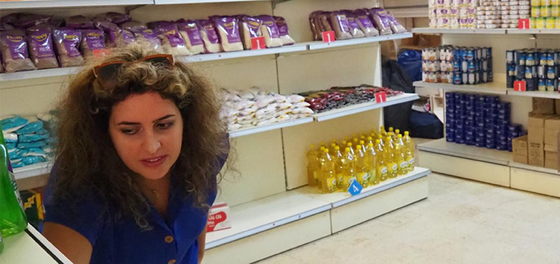 Caritas Lebanon social worker Christine Abboud at a household essentials distribution marketplace in Beirut