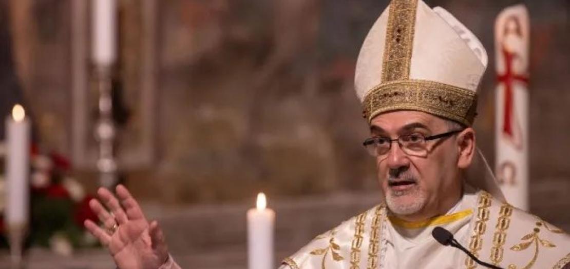 Cardinal Pierbattista Pizzaballa gives the homily at a Mass in which he took possession of his titular church, St. Onuphrius, in Rome on May 1, 2024. 