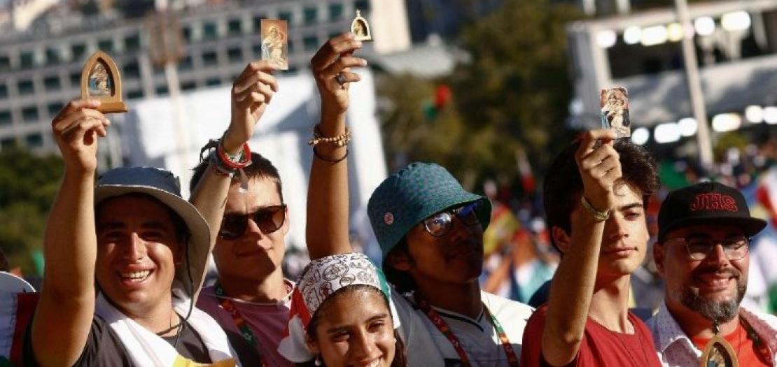 Young people at World Youth Day in Lisbon, Portugal 