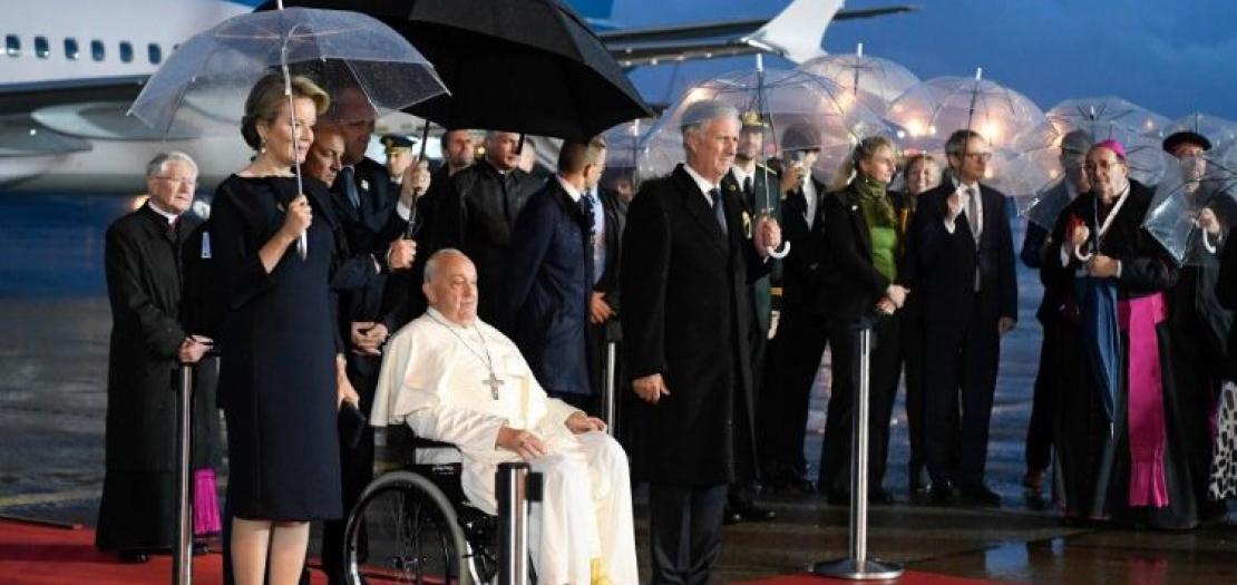 Welcome ceremony for Pope Francis at Melsbroek Air Base in Brussels