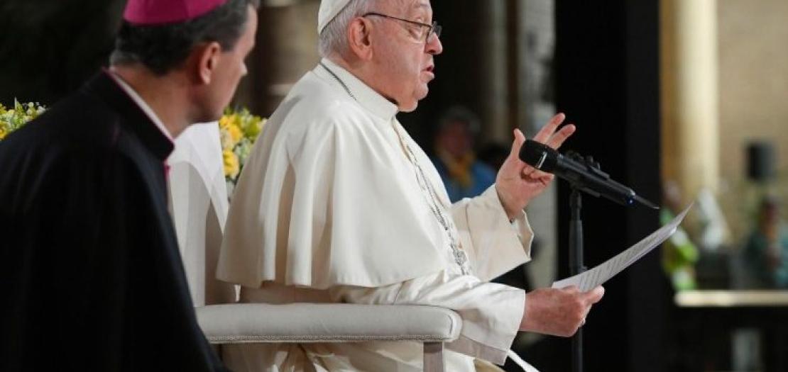 Pope Francis speaks to Belgium's Catholic ministers