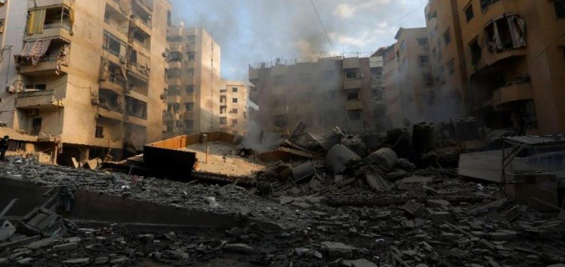 Aftermath of military strikes on Beirut's southern suburbs 