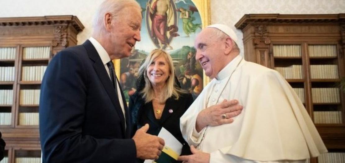 Pope Francis with US president Joe Biden on 29 October 2021 at the Vatican  (file photo)