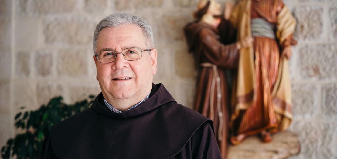 Father Francesco Patton is seen in a Dec. 28, 2024, in the Franciscan Curia in Jerusalem. He has a unique perspective on the plight of Christians in the region as head of the Franciscan Custody of the Holy Land -- which has been entrusted with safeguarding the holy sites of Christianity for over 800 years