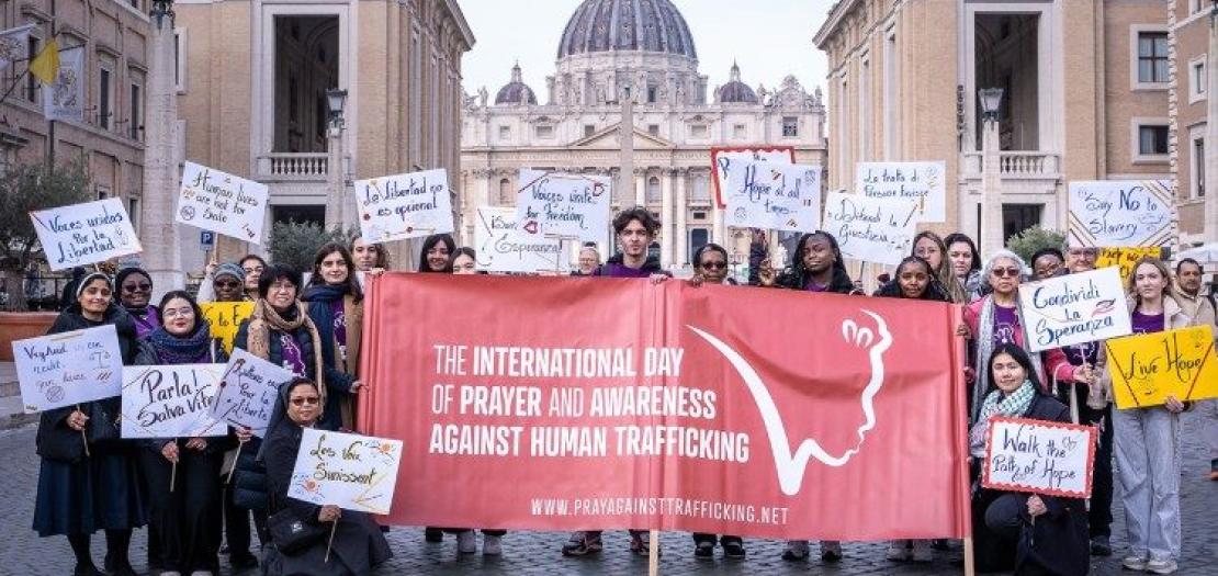 Members of Talitha Kum in Rome, celebrating the Jubilee, ahead of the International Day of Prayer and Awareness Against Human Trafficking 