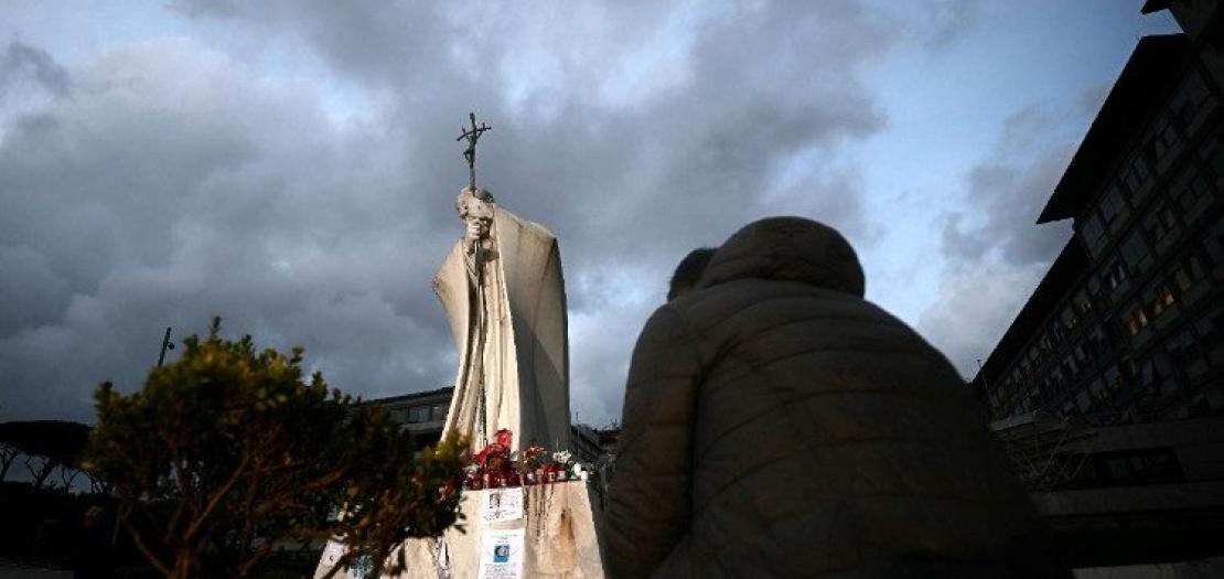 St. John Paul II statue outside the Gemelli Hospita