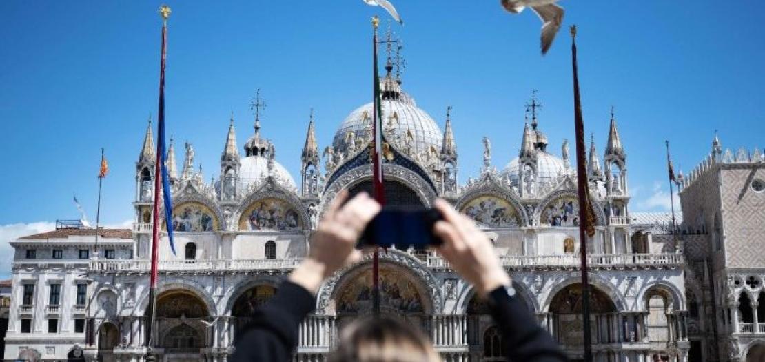 Tourists in St. Mark's Square in Venice
