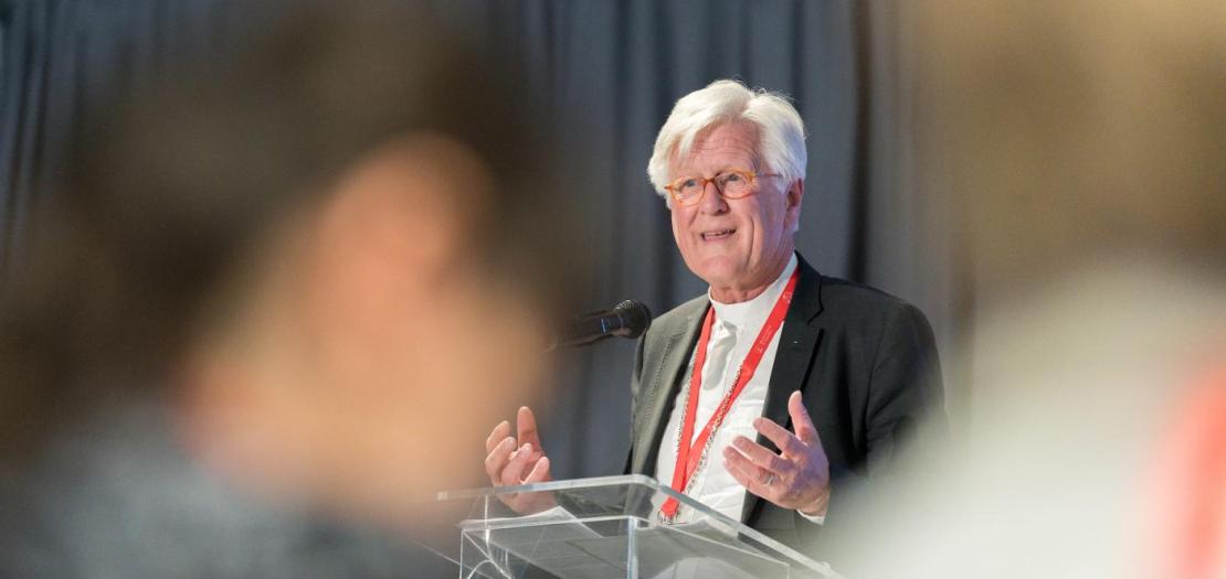 WCC central committee moderator Bishop Dr Heinrich Bedford-Strohm addresses the 2025 Central Committee meeting of the World Council of Churches taking place in Johannesburg