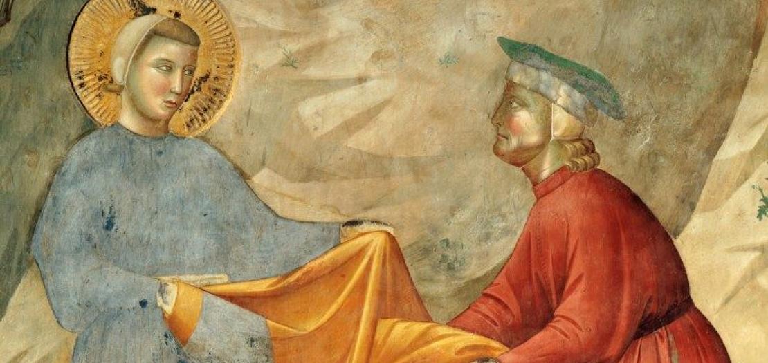 Giotto's fresco depicting Saint Francis giving his cloak to a poor man 