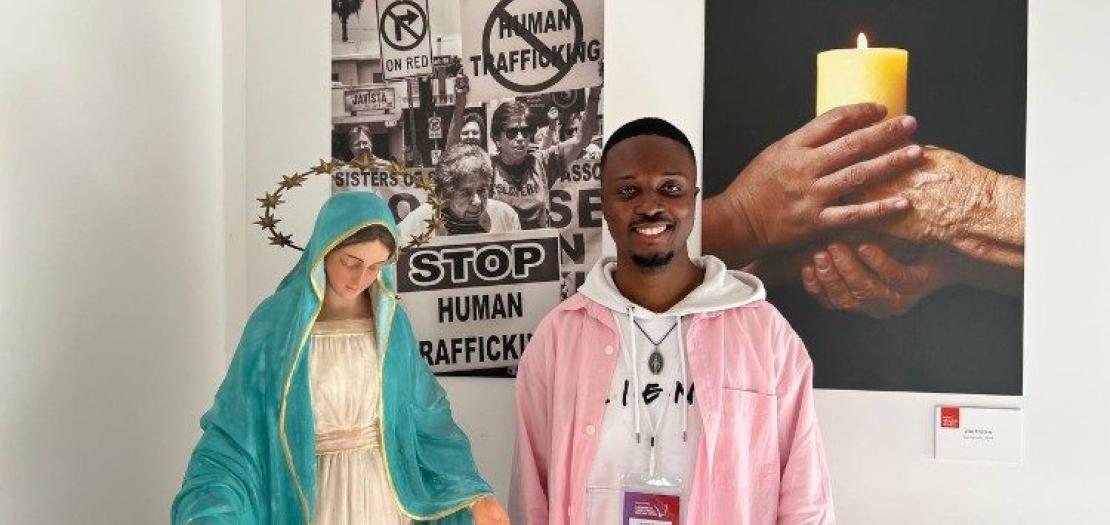 Talitha Kum Youth Ambassador, Lone Botshelo, during an international gathering in Rome 