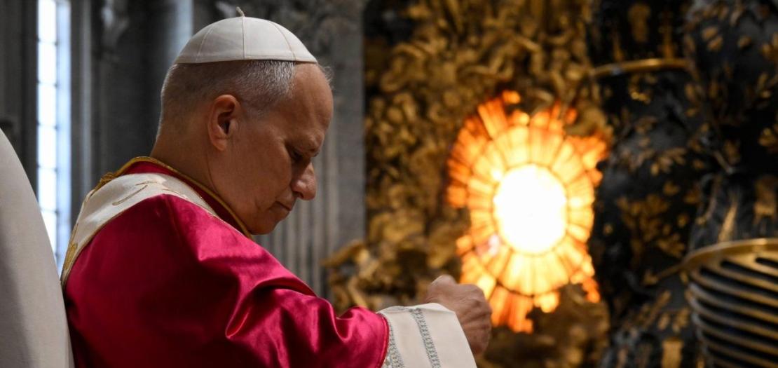 Pope Leo XIV during April 11 prayer vigil for peace in St. Peter's Basilica  