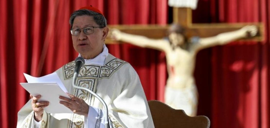 Cardinal Tagle reads the homily prepared by Pope Leo XIV